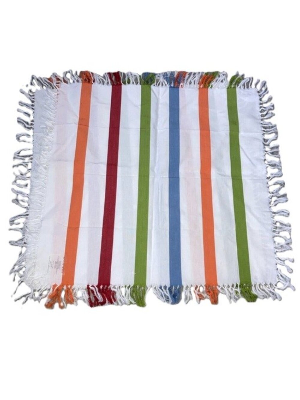 Pottery Barn Multi-Stripe Frayed Fringe Napkins 20" x 20" New